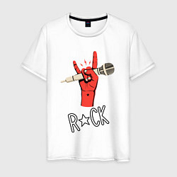 Мужская футболка Красная коза с микрофоном - символ рока