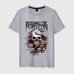 Мужская футболка Bring Me the Horizon - A skull with roses