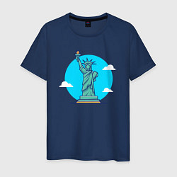 Мужская футболка Статуя Свободы в облаках