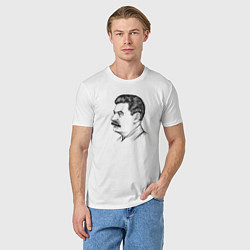 Футболка хлопковая мужская Сталин в профиль, цвет: белый — фото 2