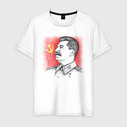 Футболка хлопковая мужская Профиль Сталина СССР, цвет: белый
