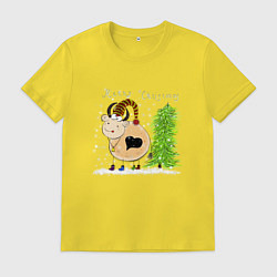 Мужская футболка Веселая корова Marry Christmas