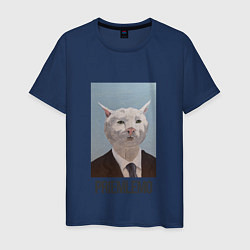 Мужская футболка Приемлемо - кот мем в живописи