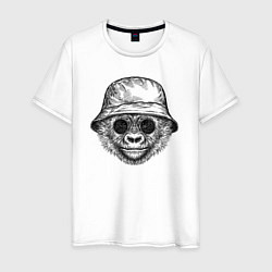 Футболка хлопковая мужская Стильный детеныш гориллы, цвет: белый