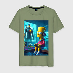 Мужская футболка Bart Simpson is an avid gamer