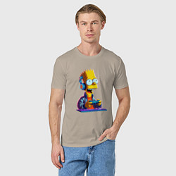 Футболка хлопковая мужская Bart is an avid gamer, цвет: миндальный — фото 2