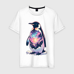 Мужская футболка Пингвин с космосом