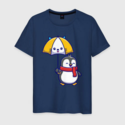 Мужская футболка Пингвинчик под зонтом