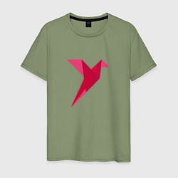 Футболка хлопковая мужская Геометрическая колибри, цвет: авокадо