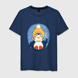 Мужская футболка Пингвин со снежинкой