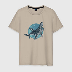 Футболка хлопковая мужская Большая акула, цвет: миндальный