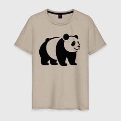 Мужская футболка Стоящая на четырёх лапах чёрная панда