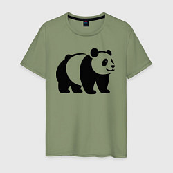 Мужская футболка Стоящая на четырёх лапах чёрная панда