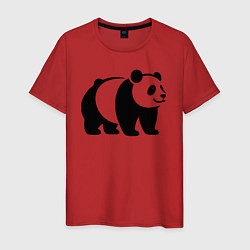 Футболка хлопковая мужская Стоящая на четырёх лапах чёрная панда, цвет: красный