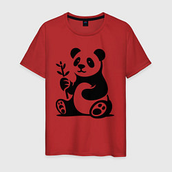 Мужская футболка Сидящая панда с бамбуком в лапе