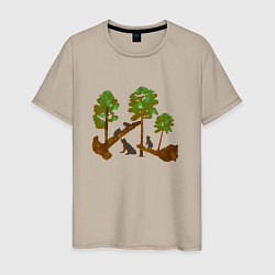Мужская футболка Медведи в сосновом лесу