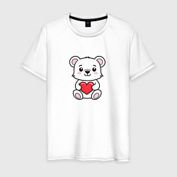 Мужская футболка Белый медвежонок с сердечком