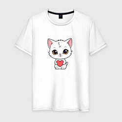 Мужская футболка Милая кошка с сердечком