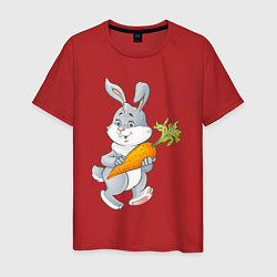 Мужская футболка Мультяшный заяц с морковкой