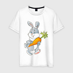 Мужская футболка Мультяшный заяц с морковкой