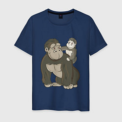 Мужская футболка Мультяшная горилла с детенышем