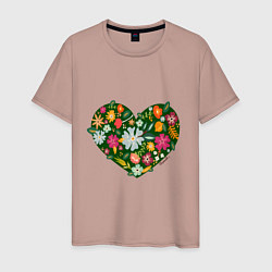 Мужская футболка Сердце из цветов и травы