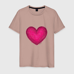 Мужская футболка Рисунок сердце розового цвета
