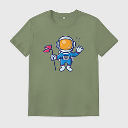 Футболка хлопковая мужская Космический привет, цвет: авокадо
