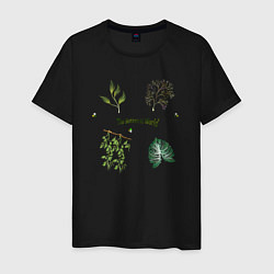 Футболка хлопковая мужская The botanical world easy, цвет: черный