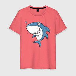 Футболка хлопковая мужская Cute shark, цвет: коралловый