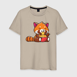 Мужская футболка Красная панда ест лапшу