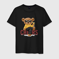 Мужская футболка Плюшевый медведь с коктейлем
