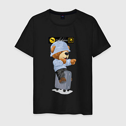 Мужская футболка Плюшевый медведь на чемодане