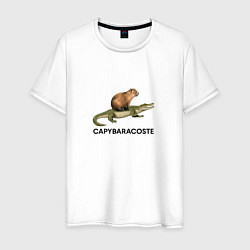 Мужская футболка Капибара на крокодиле пародия
