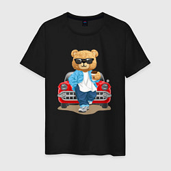Мужская футболка Плюшевый медведь у автомобиля
