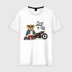 Мужская футболка Плюшевый медвежонок с мотоциклом