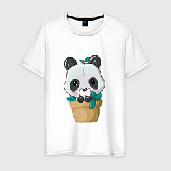 Мужская футболка Милая панда в цветочном горшке
