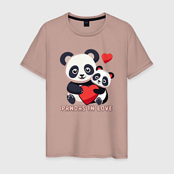 Мужская футболка Влюбленные панды с сердцем