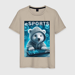 Мужская футболка Белый медвежонок - киберспорт