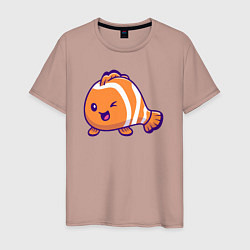Футболка хлопковая мужская Рыбка клоун, цвет: пыльно-розовый
