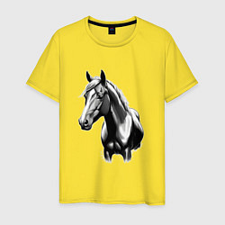 Футболка хлопковая мужская Портрет лошади, цвет: желтый