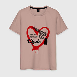 Мужская футболка Клайд сердце и пистолет