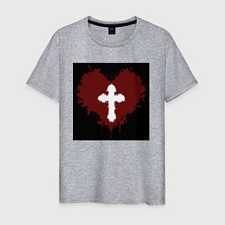 Мужская футболка Сердце крест черный квадрат