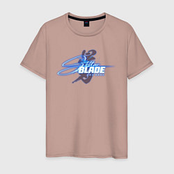 Футболка хлопковая мужская Stellar blade logo, цвет: пыльно-розовый