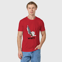 Футболка хлопковая мужская What котёнок, цвет: красный — фото 2