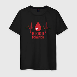 Футболка хлопковая мужская Донорство крови, цвет: черный