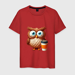 Мужская футболка Растрепанная сова с кофе