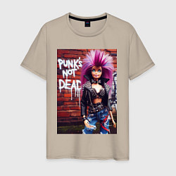 Мужская футболка Punks not dead - cool Barbie ai art