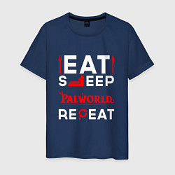 Мужская футболка Надпись eat sleep Palworld repeat