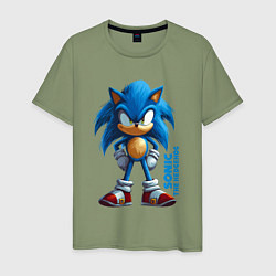 Футболка хлопковая мужская Sonic - poster style, цвет: авокадо